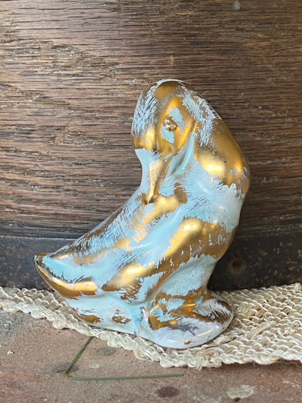 Turquoise/gold 3” Duck Figurine Spring Summer Farmhouse Decor